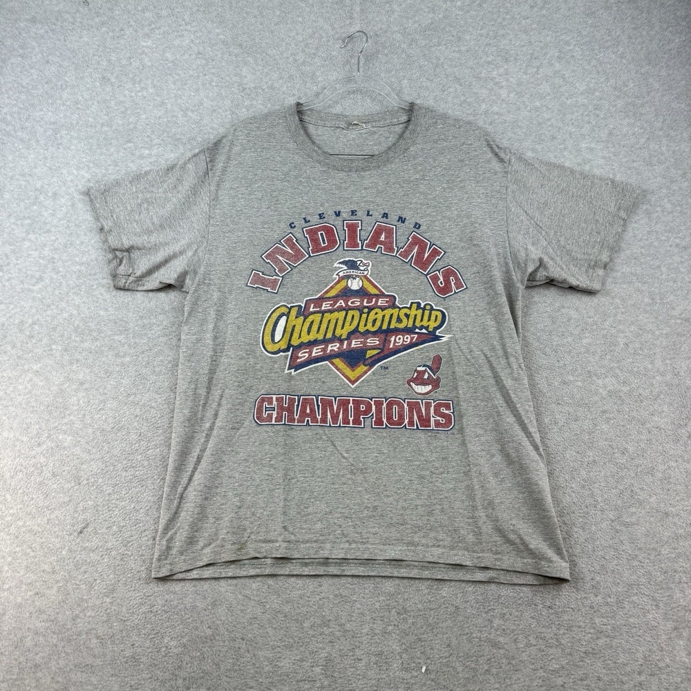 Vintage Cleveland Indians T Shirt L Lee Sport American League Champions 1997 MLB